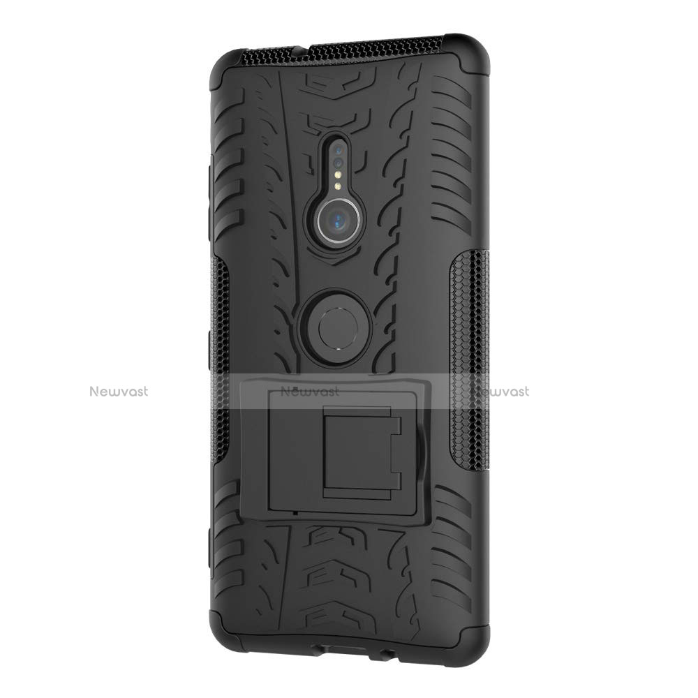 Silicone Matte Finish and Plastic Back Cover Case with Stand for Sony Xperia XZ3