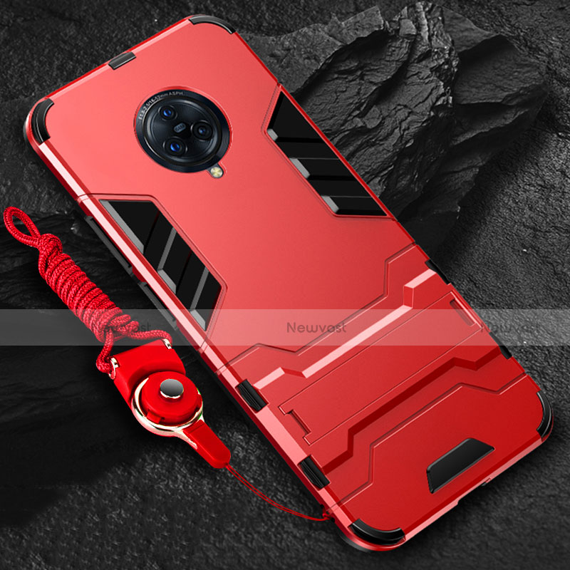 Silicone Matte Finish and Plastic Back Cover Case with Stand for Vivo Nex 3