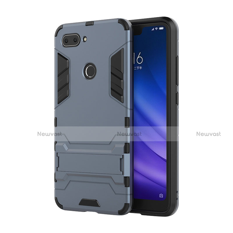 Silicone Matte Finish and Plastic Back Cover Case with Stand for Xiaomi Mi 8 Lite
