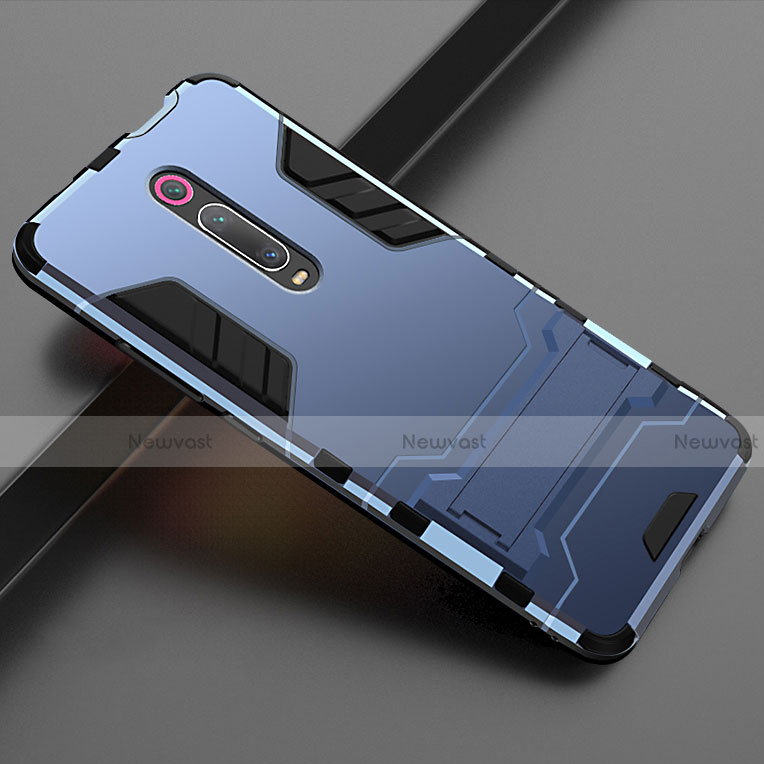 Silicone Matte Finish and Plastic Back Cover Case with Stand for Xiaomi Mi 9T