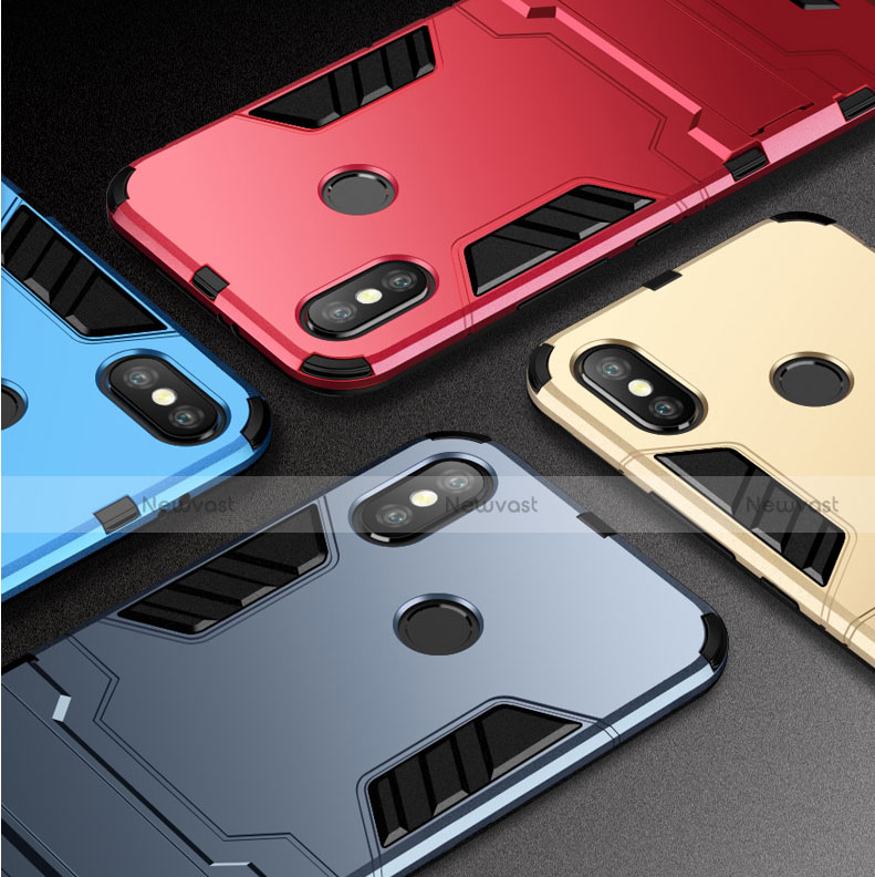 Silicone Matte Finish and Plastic Back Cover Case with Stand for Xiaomi Mi Mix 3