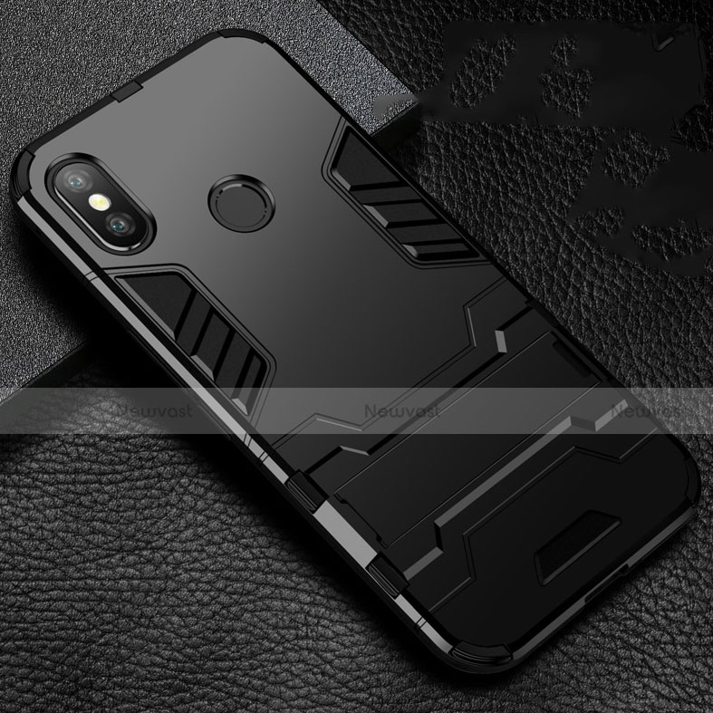 Silicone Matte Finish and Plastic Back Cover Case with Stand for Xiaomi Mi Mix 3