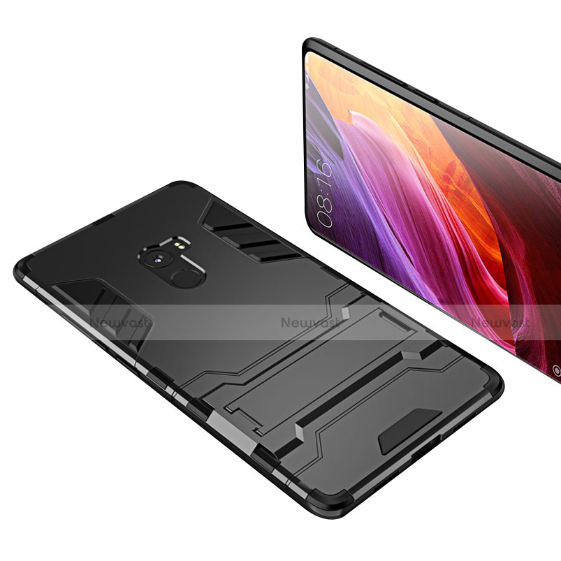 Silicone Matte Finish and Plastic Back Cover Case with Stand for Xiaomi Mi Mix