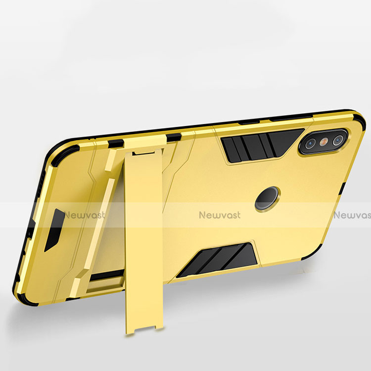 Silicone Matte Finish and Plastic Back Cover Case with Stand for Xiaomi Redmi Note 5 AI Dual Camera