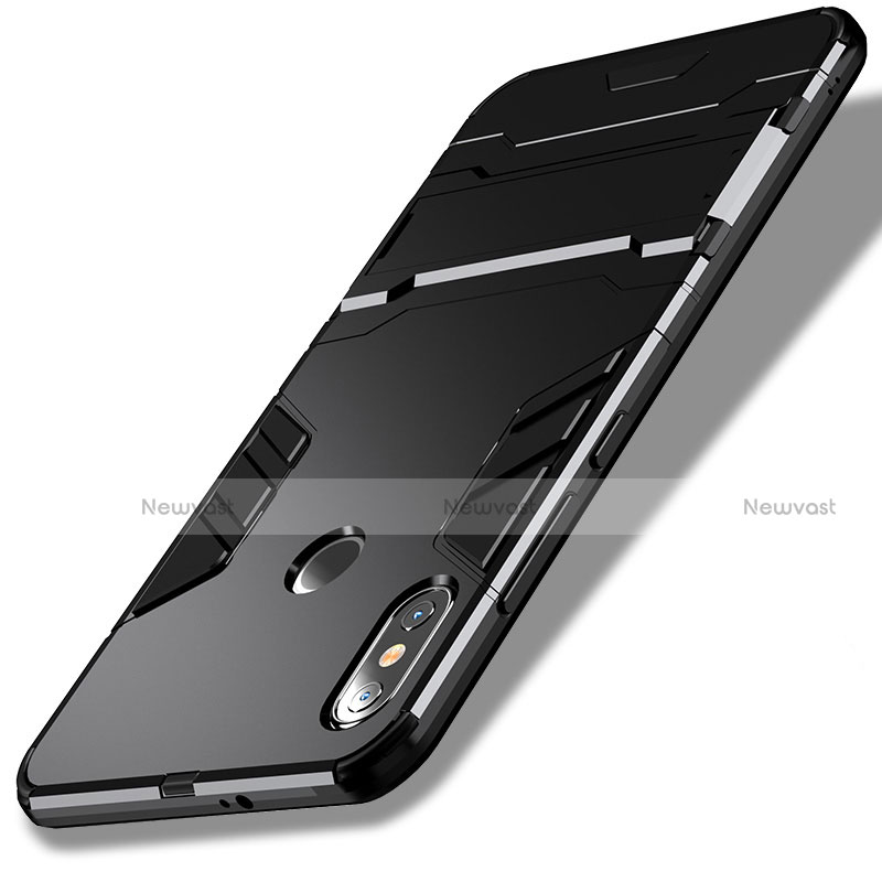Silicone Matte Finish and Plastic Back Cover Case with Stand for Xiaomi Redmi Note 5 AI Dual Camera