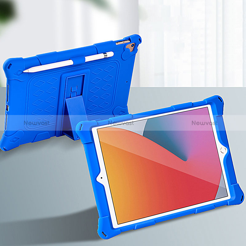 Silicone Matte Finish and Plastic Back Cover Case with Stand H01 for Apple iPad 10.2 (2020)