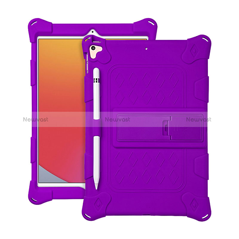 Silicone Matte Finish and Plastic Back Cover Case with Stand H01 for Apple iPad 10.2 (2020)