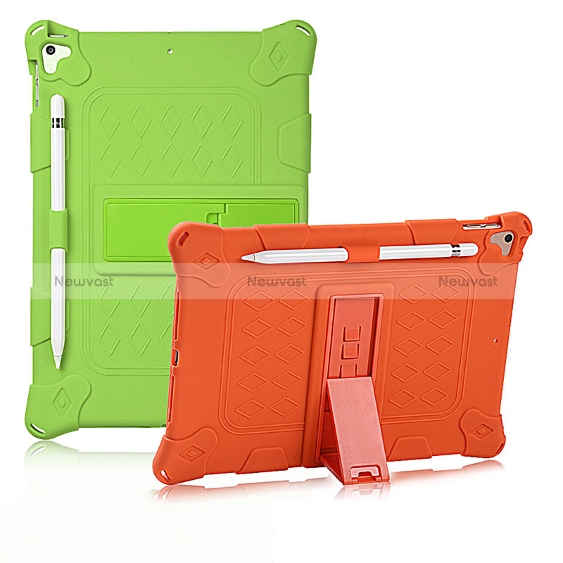 Silicone Matte Finish and Plastic Back Cover Case with Stand H01 for Apple iPad 10.2 (2020)