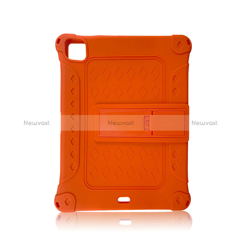 Silicone Matte Finish and Plastic Back Cover Case with Stand H01 for Apple iPad Pro 11 (2020) Orange