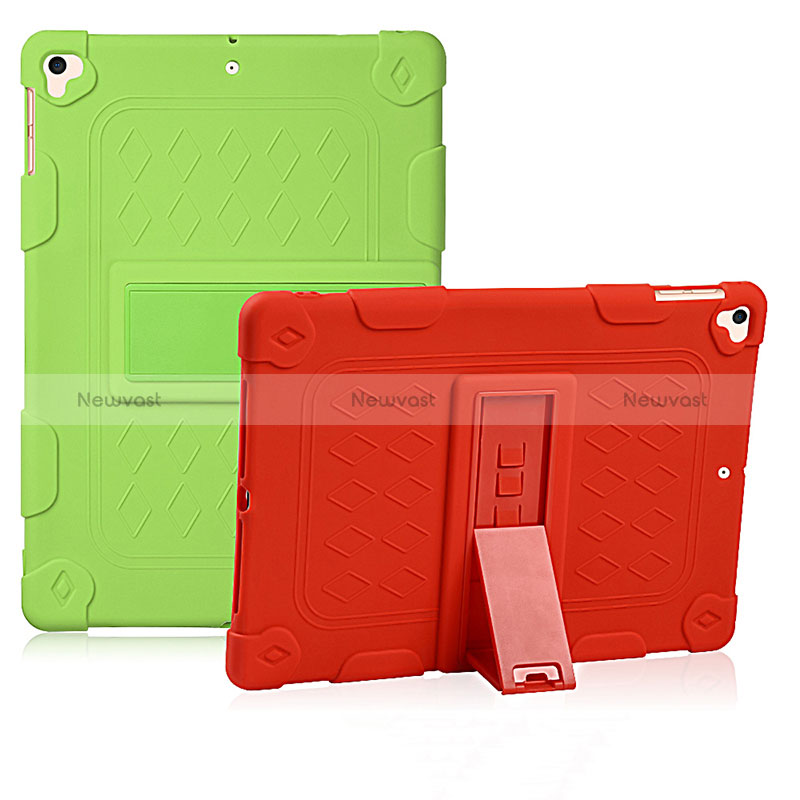 Silicone Matte Finish and Plastic Back Cover Case with Stand H01 for Apple iPad Pro 9.7