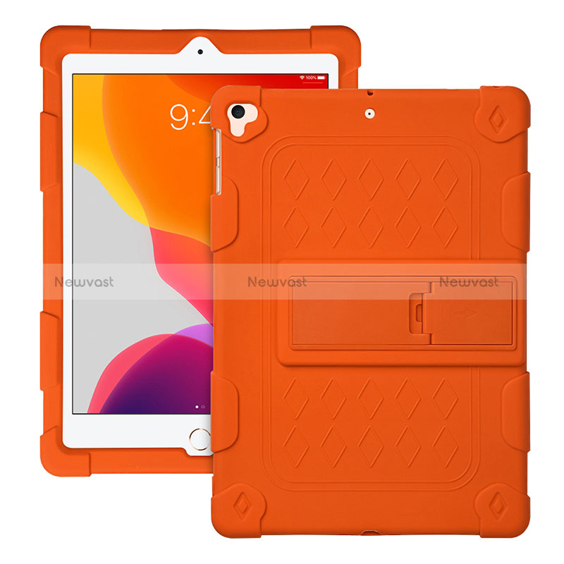 Silicone Matte Finish and Plastic Back Cover Case with Stand H01 for Apple iPad Pro 9.7 Orange