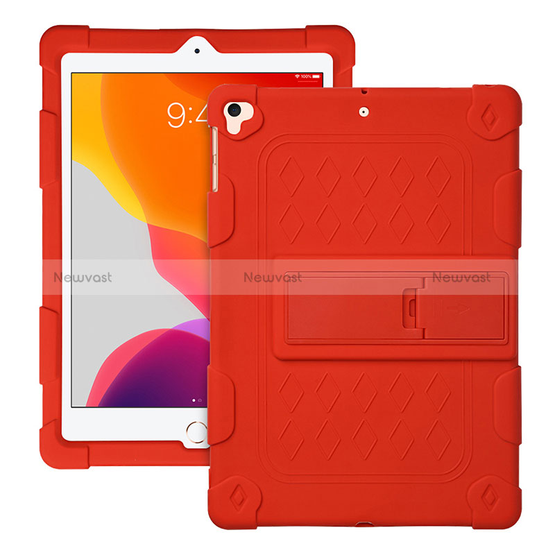 Silicone Matte Finish and Plastic Back Cover Case with Stand H01 for Apple iPad Pro 9.7 Red