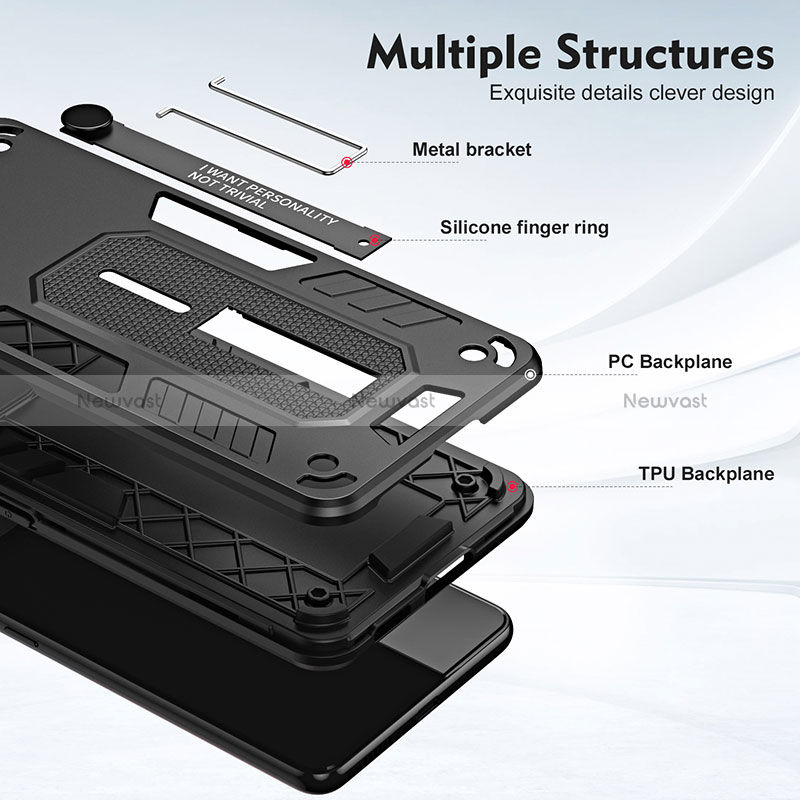 Silicone Matte Finish and Plastic Back Cover Case with Stand H01P for Motorola Moto G31