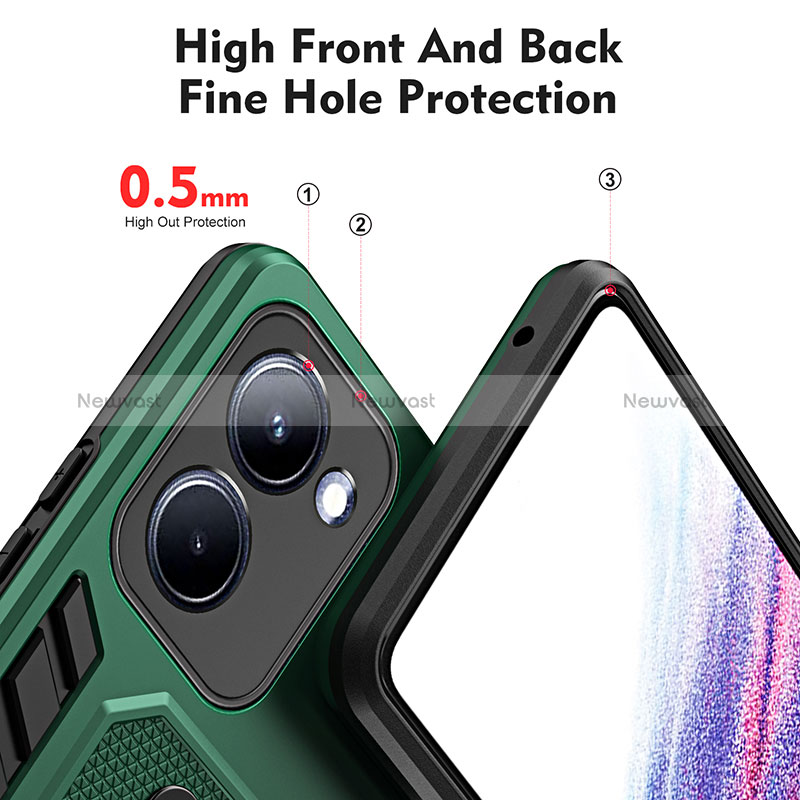Silicone Matte Finish and Plastic Back Cover Case with Stand H01P for Realme 10 Pro 5G