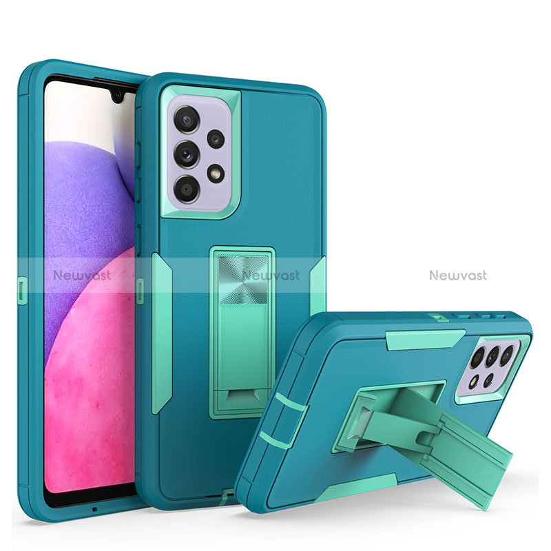 Silicone Matte Finish and Plastic Back Cover Case with Stand J01S for Samsung Galaxy A33 5G