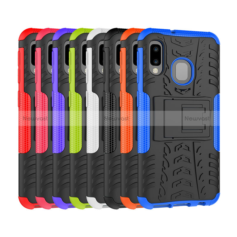 Silicone Matte Finish and Plastic Back Cover Case with Stand J01X for Samsung Galaxy A20e