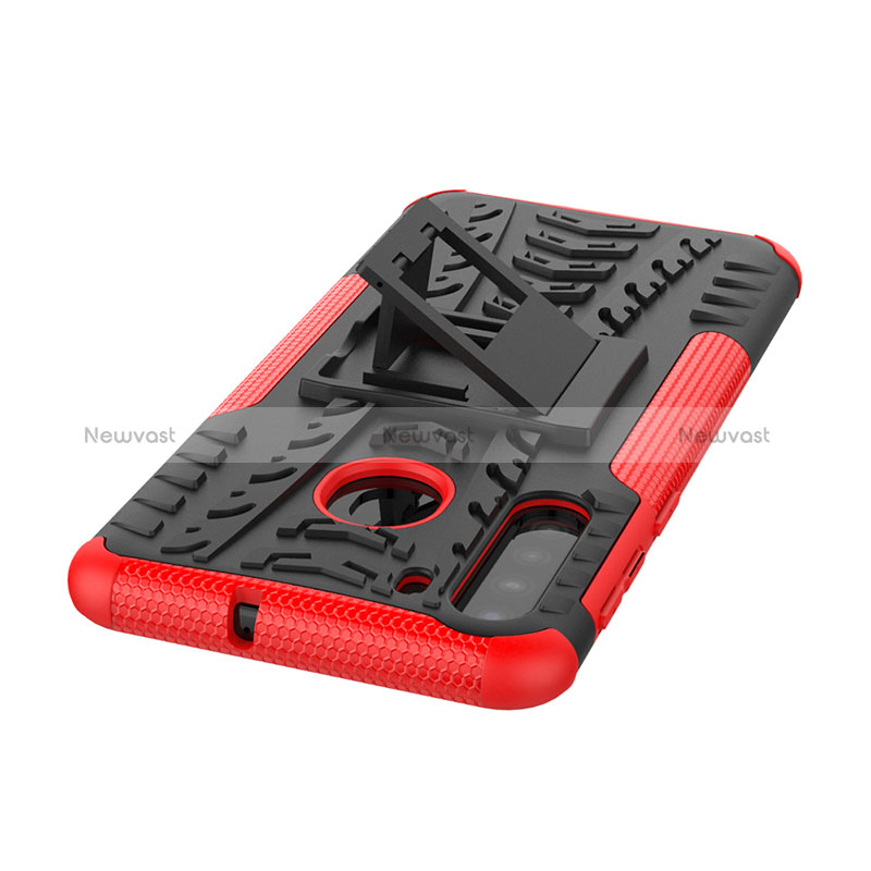 Silicone Matte Finish and Plastic Back Cover Case with Stand J01X for Samsung Galaxy A21