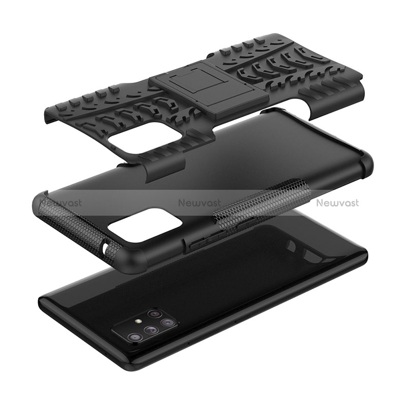 Silicone Matte Finish and Plastic Back Cover Case with Stand J01X for Samsung Galaxy A71 5G
