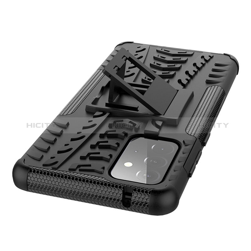 Silicone Matte Finish and Plastic Back Cover Case with Stand J01X for Samsung Galaxy A72 5G