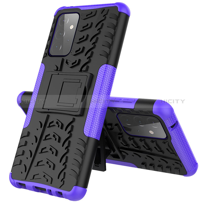 Silicone Matte Finish and Plastic Back Cover Case with Stand J01X for Samsung Galaxy A72 5G