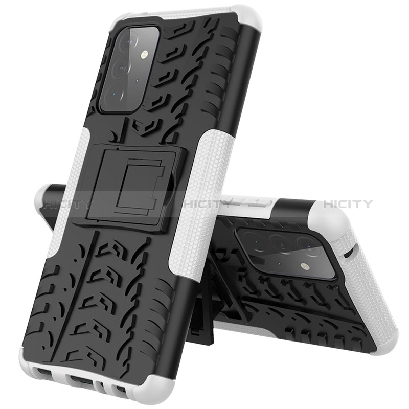 Silicone Matte Finish and Plastic Back Cover Case with Stand J01X for Samsung Galaxy A72 5G
