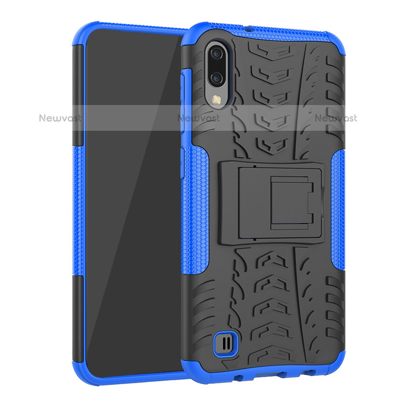 Silicone Matte Finish and Plastic Back Cover Case with Stand J01X for Samsung Galaxy M10