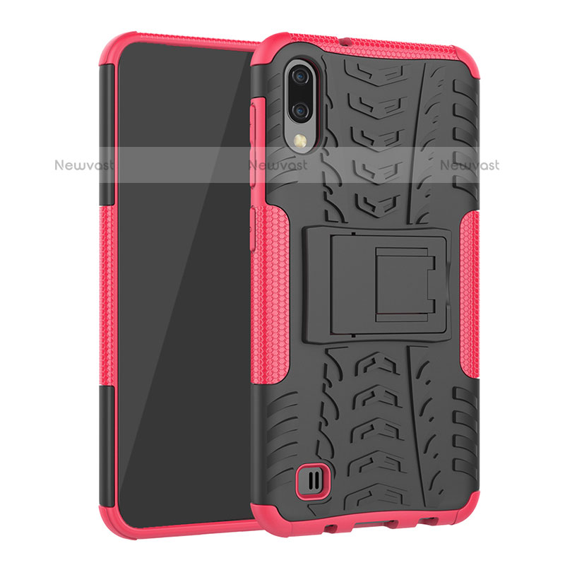Silicone Matte Finish and Plastic Back Cover Case with Stand J01X for Samsung Galaxy M10