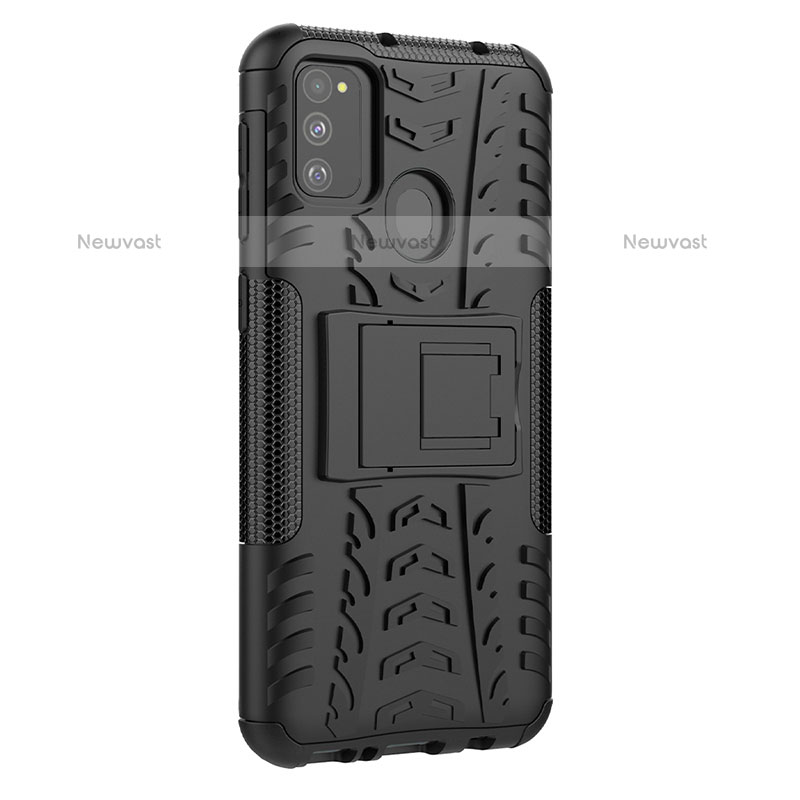 Silicone Matte Finish and Plastic Back Cover Case with Stand J01X for Samsung Galaxy M21