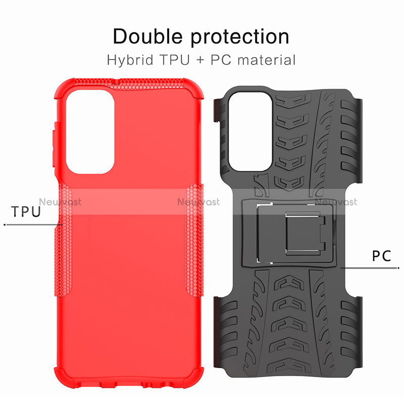 Silicone Matte Finish and Plastic Back Cover Case with Stand J01X for Samsung Galaxy M23 5G