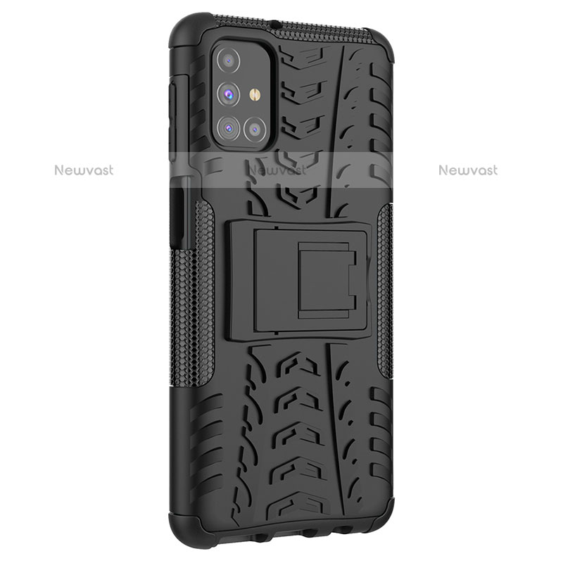 Silicone Matte Finish and Plastic Back Cover Case with Stand J01X for Samsung Galaxy M31s