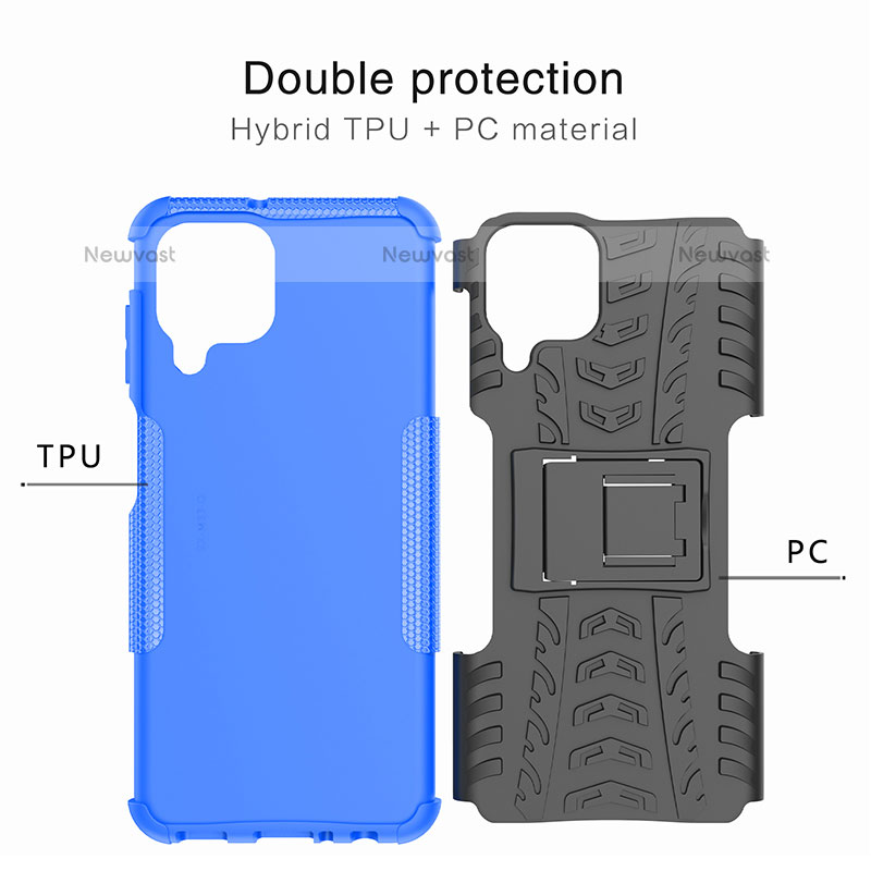 Silicone Matte Finish and Plastic Back Cover Case with Stand J01X for Samsung Galaxy M33 5G