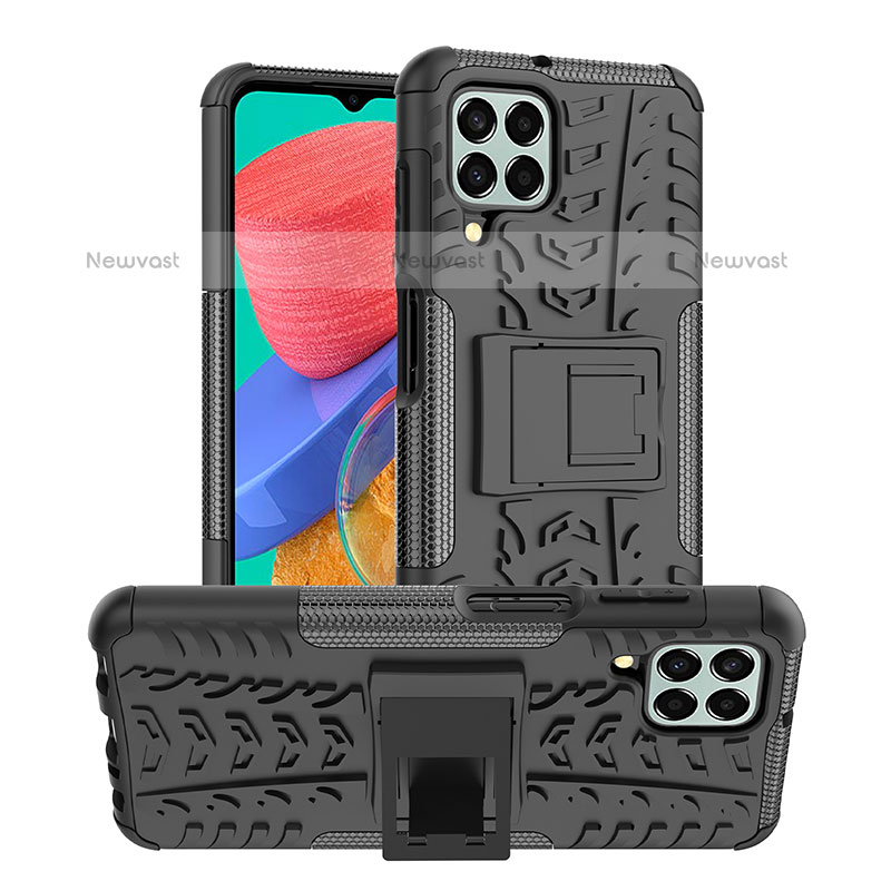 Silicone Matte Finish and Plastic Back Cover Case with Stand J01X for Samsung Galaxy M33 5G