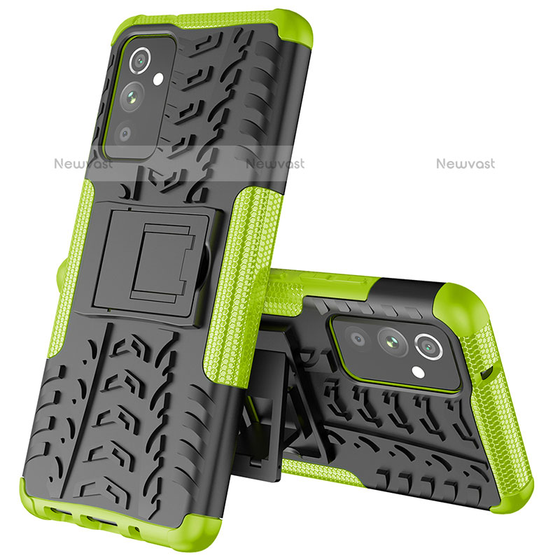 Silicone Matte Finish and Plastic Back Cover Case with Stand J01X for Samsung Galaxy Quantum2 5G Green