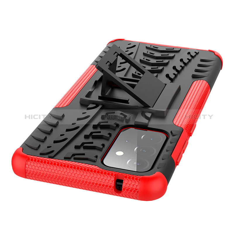 Silicone Matte Finish and Plastic Back Cover Case with Stand J02X for Samsung Galaxy A72 5G