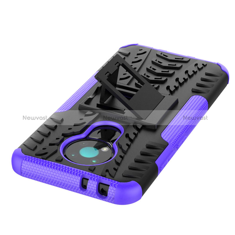 Silicone Matte Finish and Plastic Back Cover Case with Stand JX1 for Nokia 3.4