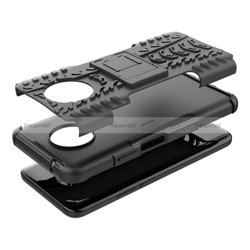 Silicone Matte Finish and Plastic Back Cover Case with Stand JX1 for Nokia G300 5G