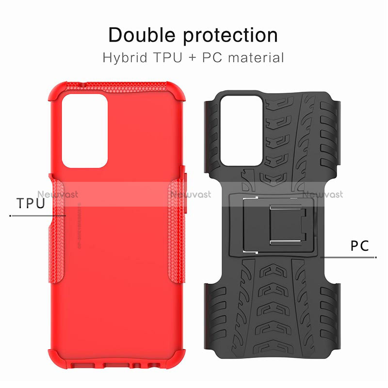 Silicone Matte Finish and Plastic Back Cover Case with Stand JX1 for Oppo A96 4G
