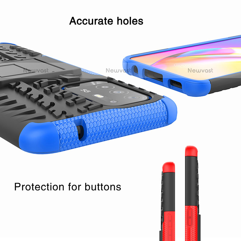 Silicone Matte Finish and Plastic Back Cover Case with Stand JX1 for Oppo F19 Pro+ Plus 5G