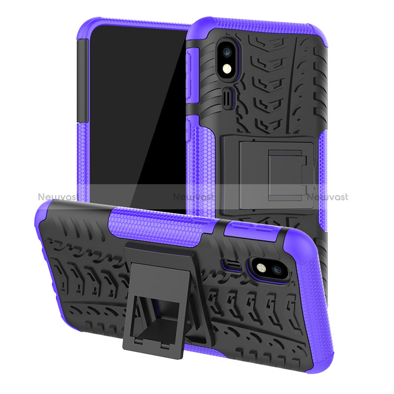 Silicone Matte Finish and Plastic Back Cover Case with Stand JX1 for Samsung Galaxy A2 Core A260F A260G