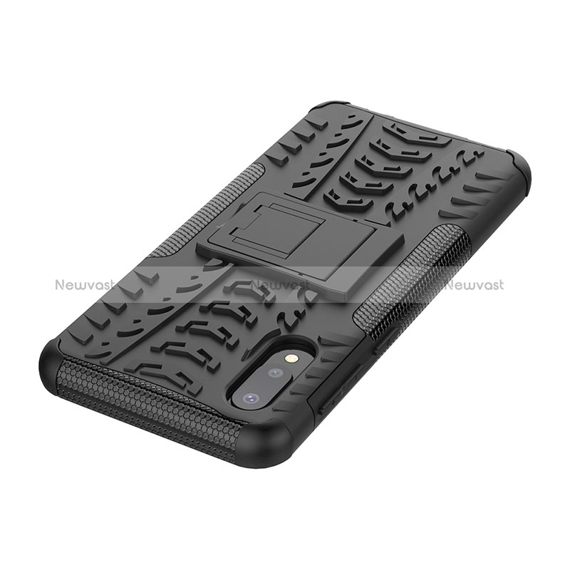 Silicone Matte Finish and Plastic Back Cover Case with Stand JX1 for Samsung Galaxy M02