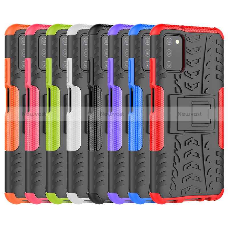 Silicone Matte Finish and Plastic Back Cover Case with Stand JX1 for Samsung Galaxy M02s