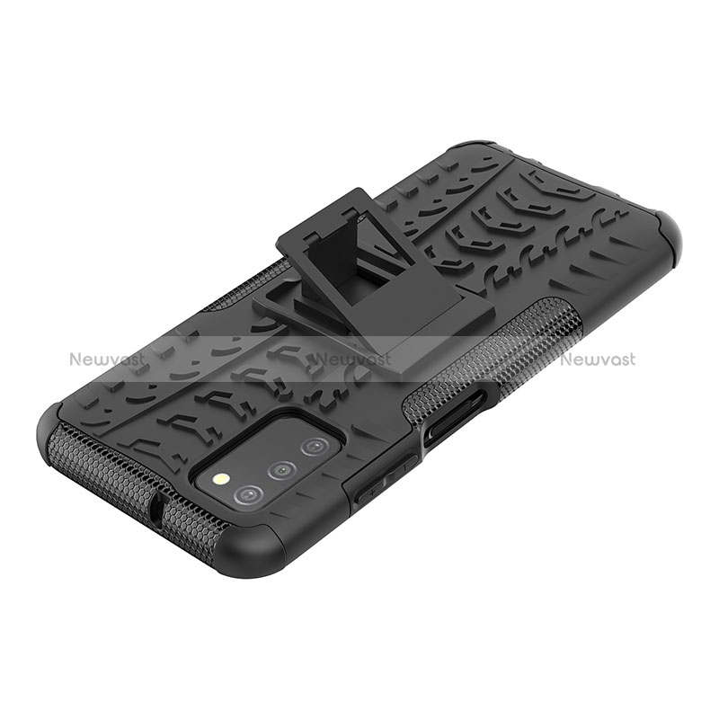 Silicone Matte Finish and Plastic Back Cover Case with Stand JX1 for Samsung Galaxy M02s