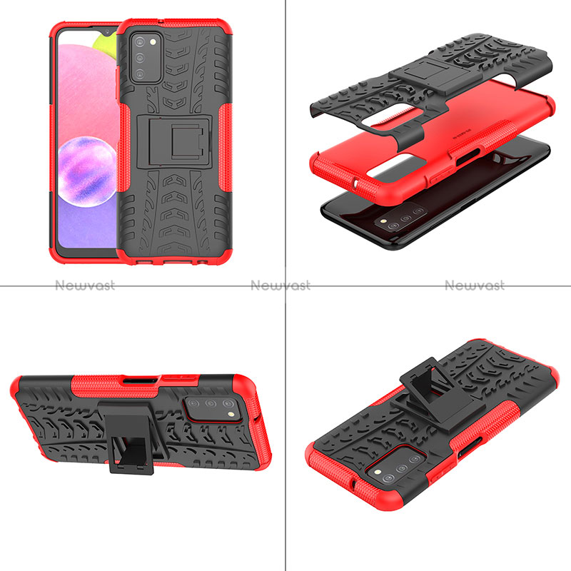 Silicone Matte Finish and Plastic Back Cover Case with Stand JX1 for Samsung Galaxy M02s