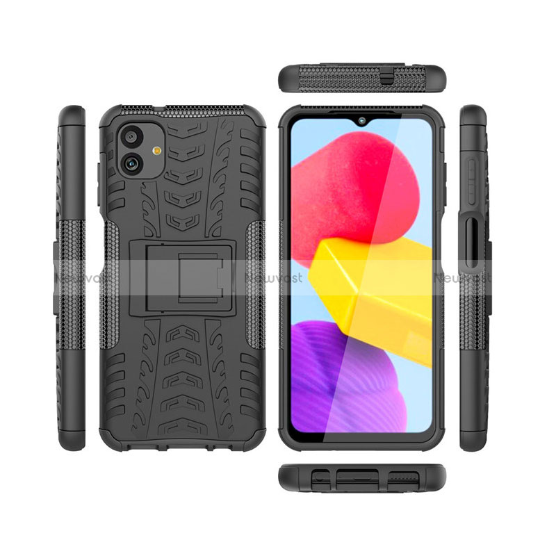Silicone Matte Finish and Plastic Back Cover Case with Stand JX1 for Samsung Galaxy M13 5G