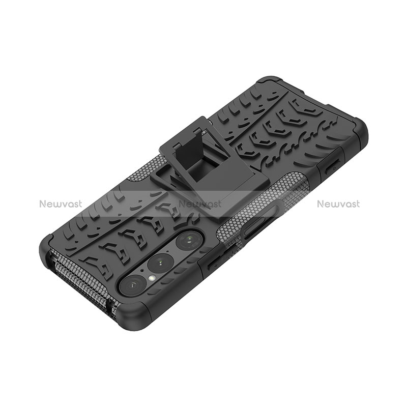 Silicone Matte Finish and Plastic Back Cover Case with Stand JX1 for Sony Xperia 1 V