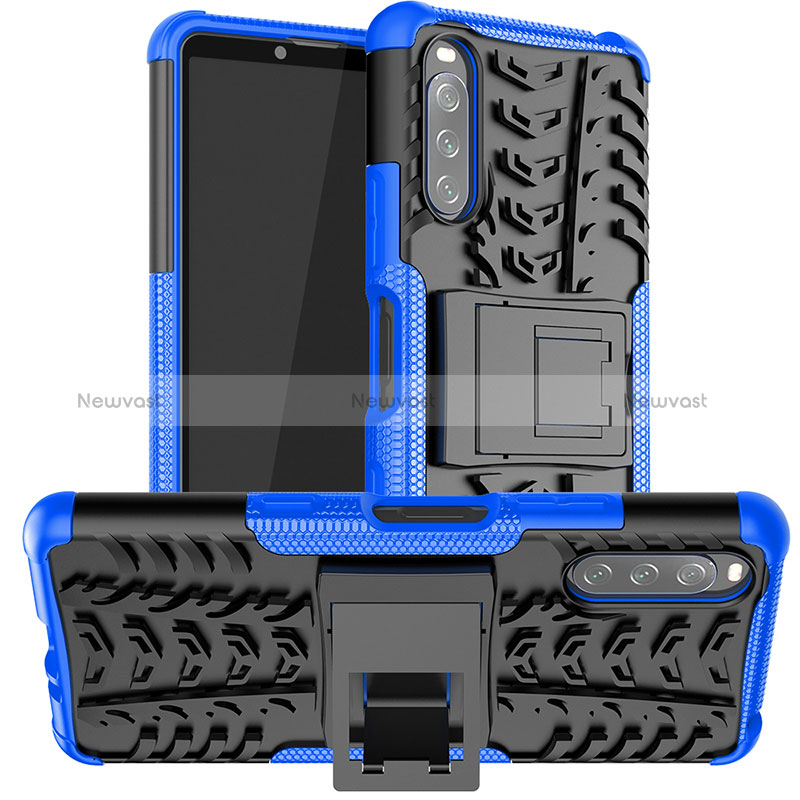 Silicone Matte Finish and Plastic Back Cover Case with Stand JX1 for Sony Xperia 10 III