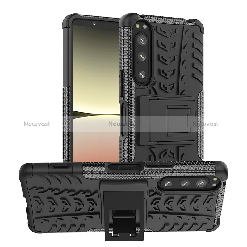Silicone Matte Finish and Plastic Back Cover Case with Stand JX1 for Sony Xperia 5 IV
