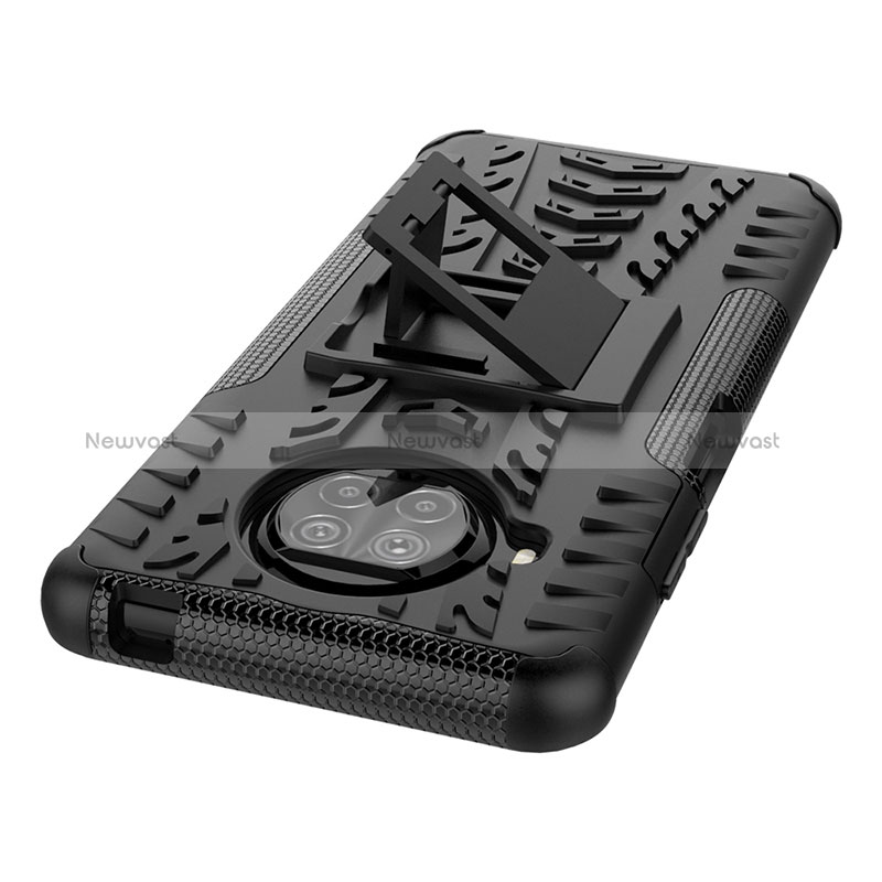 Silicone Matte Finish and Plastic Back Cover Case with Stand JX1 for Xiaomi Mi 10i 5G