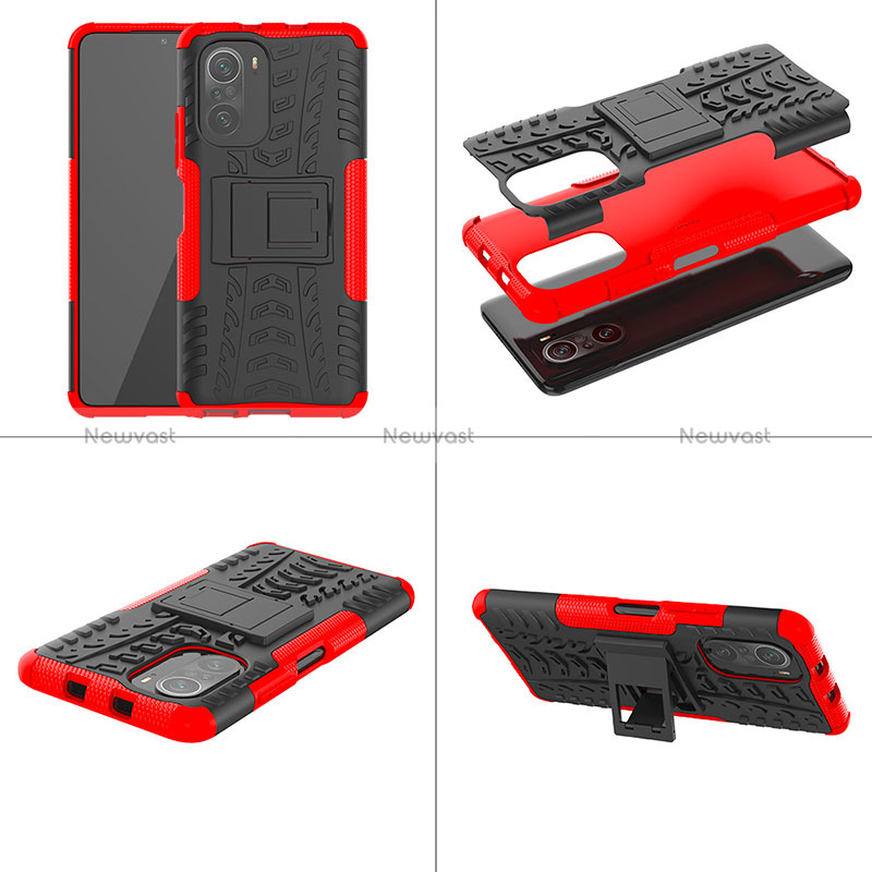 Silicone Matte Finish and Plastic Back Cover Case with Stand JX1 for Xiaomi Mi 11X Pro 5G