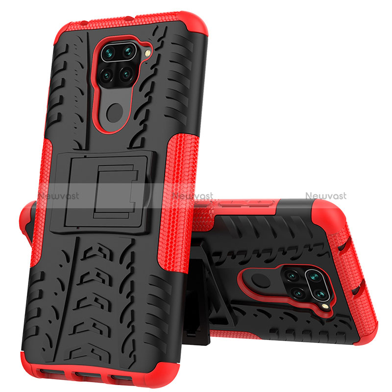 Silicone Matte Finish and Plastic Back Cover Case with Stand JX1 for Xiaomi Redmi 10X 4G